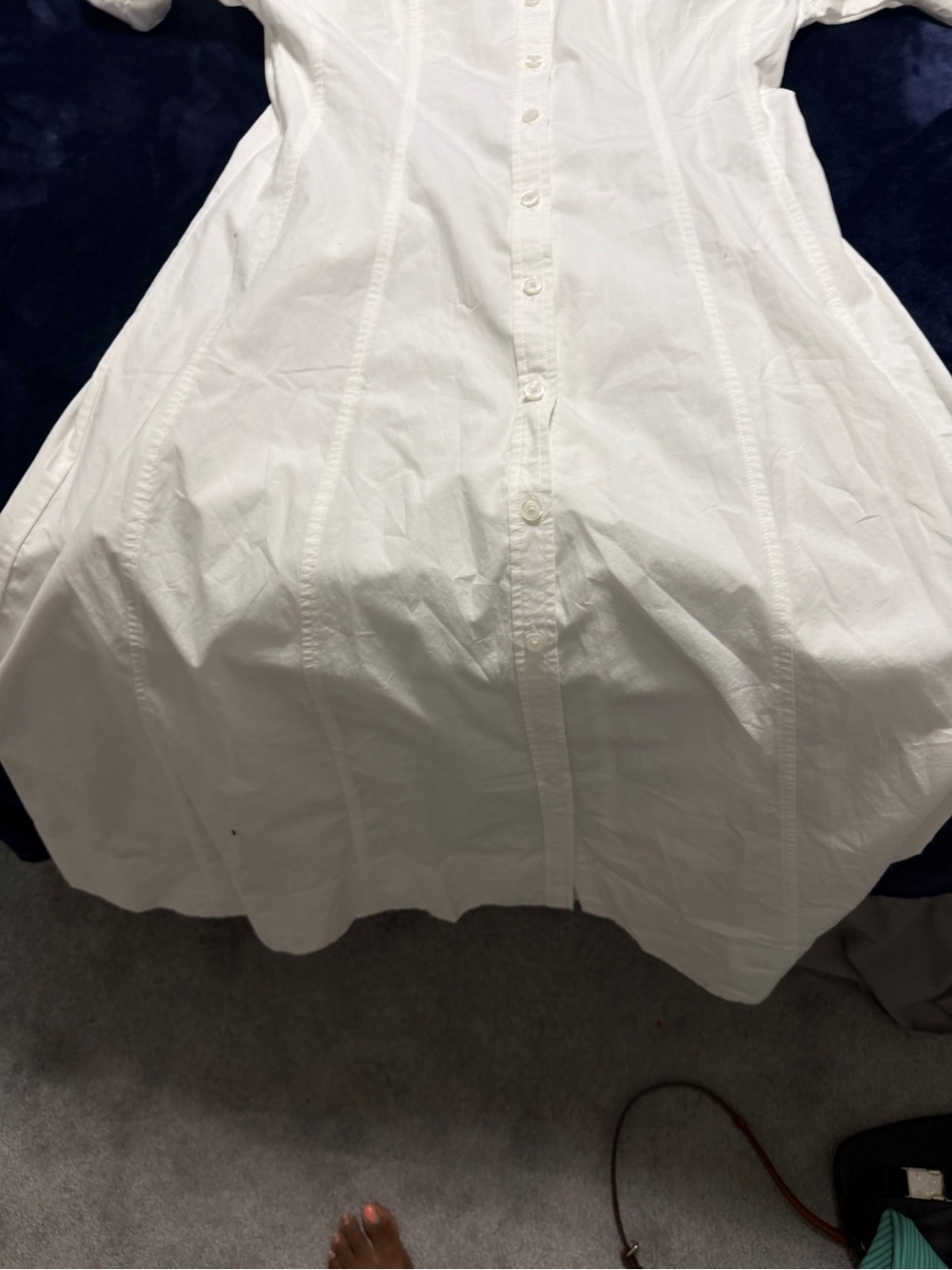 GAP White Button-Front A-Line Cotton Maxi dress